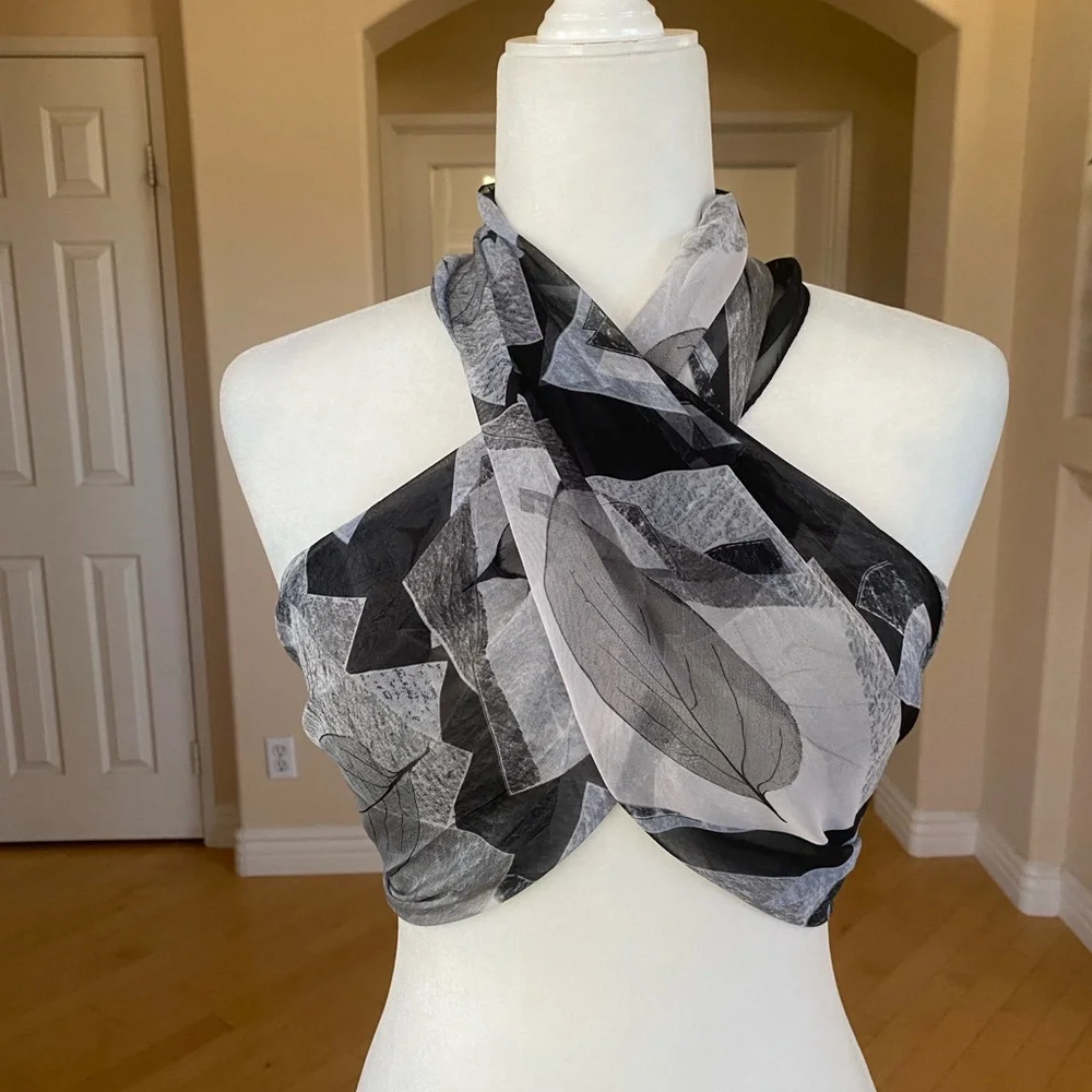 Chic Black, White and Gray Sheer Scarf Wrap Sarong